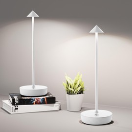 SHANGCAI Cordless Table Lamps Rechargeable, 6000mAh Battery Operated LED Desk Lamp Outdoor Waterproof Portable Touch Dimmable Table Night Light for Patio Restaurant Dining Home Set of 2 White