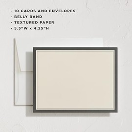 Minted Juego de papelería de iniciales formales, juego de 10, tarjetas planas y sobres para invitaciones y mensajes de agradecimiento escritos a mano,