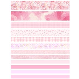 12 Rolls Washi Tape Set Modern Arts Decorative Tapes Grey Pink Blue Masking Tape Sets for Craft, Kids, Scrapbook, Gift Wrapping