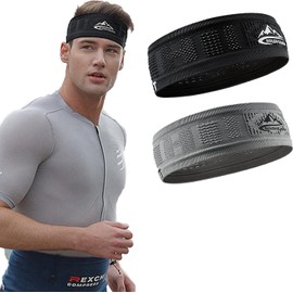 Diademas Deportivas para La Cabeza, 2 Piezas Bandas Elásticas Antideslizante para Hombre y Mujer, Diademas de Cabello Absorbe El Sudor, Secado Rápido, Transpirable para Correr, Baloncesto