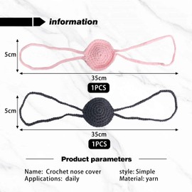 Pack of 2 Crochet Wool Nose Covers, Warm and Breathable Nose Covers, Cold-Resistant Nose Pendants, Nose Decoration, Funny Shooting Props, darkgray