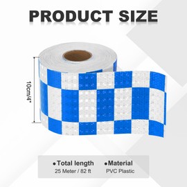 MECCANIXITY Reflective Tape, 4 Inch x 82 ft Self-Adhesive Trailer Reflector Tape Warning Safety Sticker Night Reflectors for Cars Trucks, Blue White