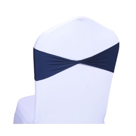 MDS Pack of 250 Spandex Chair Sashes Bows Elastic Stretch Dining Chair Bands Ties Without Slider Buckle Universal fits for Wedding Baby Shower Birthday Party Banquet Event Decoration - Navy Blue