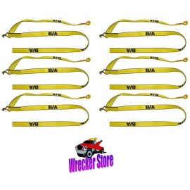 BA Qty. 6, ROLLBACK CARRIER SPORTS CAR Damage Free TIE DOWN STRAPS **Easy to Use**