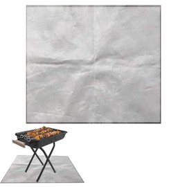 TSHAOUN Fire Pit Mat Fireproof Mat, Reusable High Temperature Resistant Grill Mat Fire Blanket Gas BBQ Heat Insulation Pad for Barbecue Picnic, Protect Deck, Backyard, Grass 100 x 100cm (Gray)