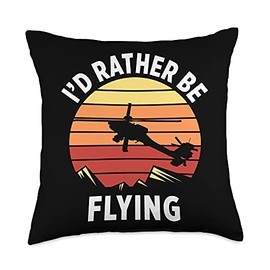 Airborne Fly Air Traffic Airscrew Rotorcraft Gift Vintage Helicopter Pilot Aviator Flying Aircraft Throw Pillow, 18x18, Multicolor