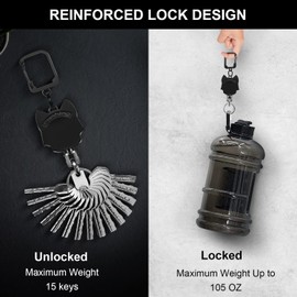 Fushing Retractable Keychain Heavy Duty, 2 Pack Retractable Badge Holder Metal Key Lanyard Badge Reels, 31 Inches Cord, Carabiner Key Chain Holder with Belt Clip, Hold Up to 15 Keys and Tools