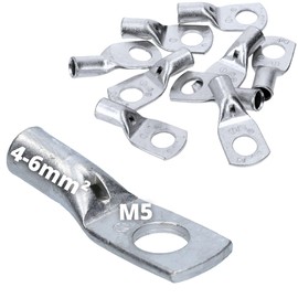 Cembre A1-M5 Tube Cable Lug 4-6 mm² M5 Uninsulated Tin-Plated Copper Pack of 10