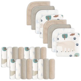 Softan Baby Washcloths, 24Pack Baby Wash Cloths Extra Soft & Ultra Absorbent, Baby Towels Face Towel Unisex for Boys Girls Face & Body, Washclothes Gentle on Sensitive Skin, 9''x 9'' Beer