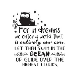 in Dreams We Enter World That's Our Own Dreamland Escape Moitvating Life Words Wall Art Sticker Designs Vinyl Stickers for Home House Walls Rooms Windows Bedroom Decoration Size (28x28 inch)