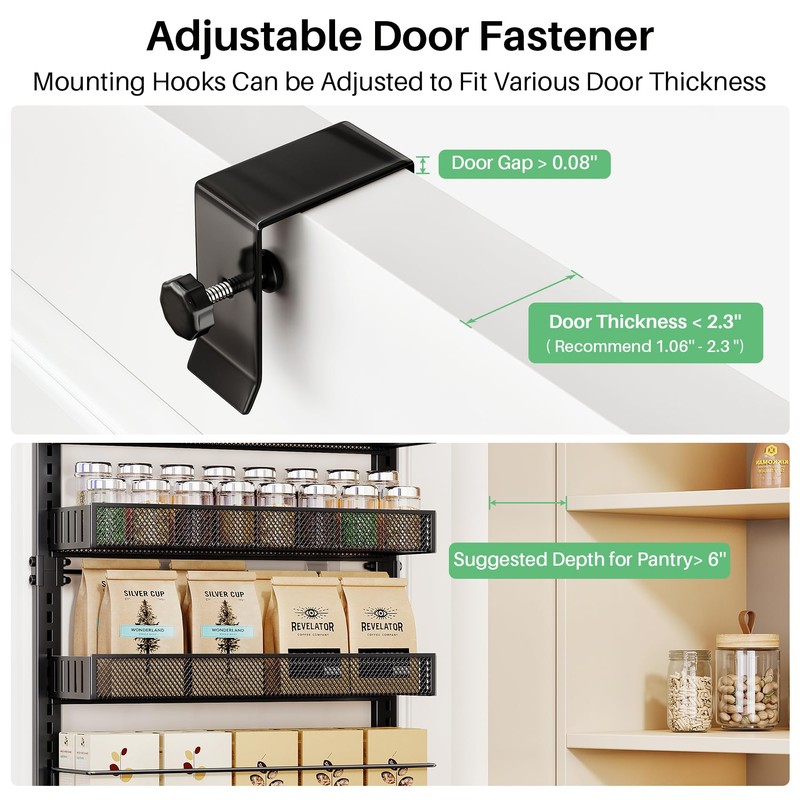 SNTD Over the Door Pantry Organizer - 8 Tier Adjustable