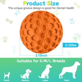 LUKITO Dog Chew Toys, Dog Toys for Aggressive Chewers Large Breed, Interactive Squeaky Dog Balls, Tough Dog Toys with Natural Rubber for Large and Medium Small Dog (3 Balls)
