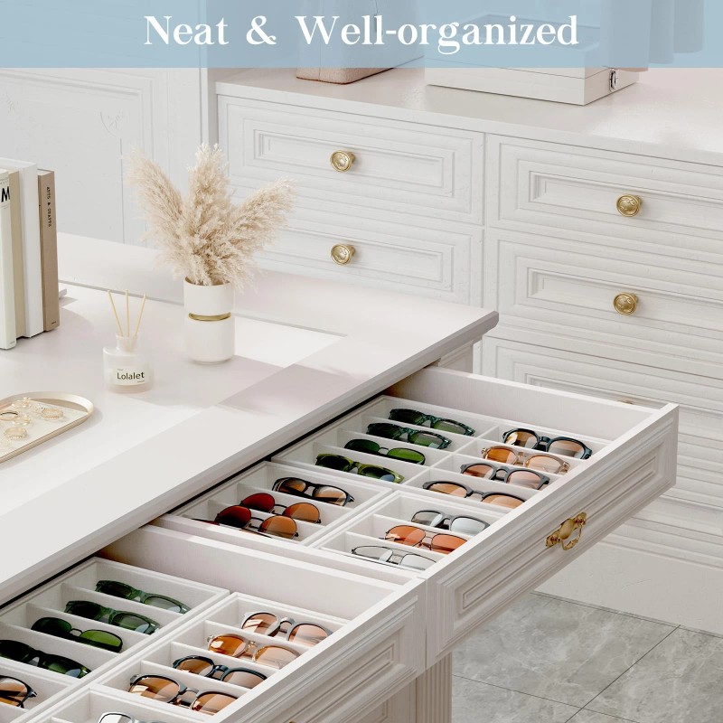 Lolalet New Best Sunglasses Organizer Tray, 8 Grids Velvet Glasses