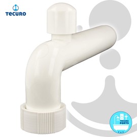 tecuro - Outlet bend for odour trap siphon 90°, with pipe aerator, ventilation valve for washbasin, 1 1/2 inch x diameter 50 mm x 250 mm, plastic white - 58770-50