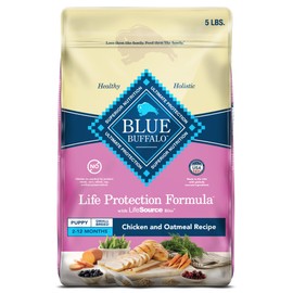 Blue Buffalo Blue Buffalo Life Protection Formula Small Breed Puppy Dry Dog Food with DHA, Vital Nutrients & Antioxidants, Made with Natural Ingredients, Chicken & Oatmeal Recipe, 5-lb. Bag
