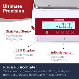 Fristaden Lab Digital Balance - 1000g Capacity with Genuine 0.01g Precision, Analytical Scale Ideal for Scientific Research, Home Labs & Academic Use