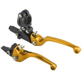 PowerMotor CNC Clutch Brake Lever Set，22mm 7/8 inch Folding Aluminum Clutch Brake Lever for 110cc 125cc 140cc TTR 125cc SSR ATV Pit Dirt Bike Motocross（Gold）