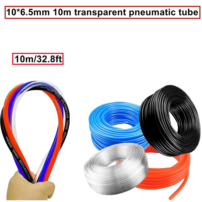 HAXIHA Pneumatic Hose Clear 10 mm OD 6.5 mm ID