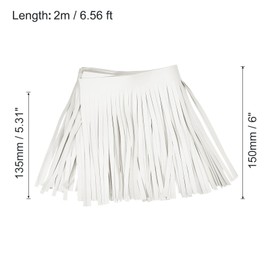 sourcing map 2 Yards 6 Inch PU Faux Leather Fringe Trim Double Side Leather Sewing Tassel Fringe for DIY Sewing Dress Crafts Skirt Decoration, Beige