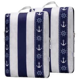 Extra Large Compression Packing Cubes for Checked Luggage, Lightweight Suitcase Organizers & Space Saver Bags - Travel Cubes for Packing - Travel Essentials - 2 Piece Set, X-Large - Navy Anchor
