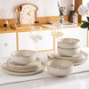 AmorArc Ceramic Dinnerware Sets, Wavy Rim Stoneware Plates and Bowls