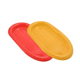 Superio Toboggan Snow Sleds for Kids and Adults, 48" Heavy Duty Plastic Sliders with Handles and Hole for Pull Ropes- Kid and Adult Winter Fun (Red-Yellow, 36 Inches)