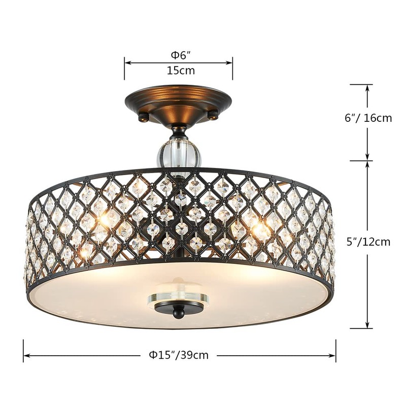 Saint Mossi Semi Flush Mount Ceiling Chandelier, Modern K9 Crystal