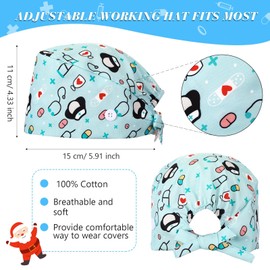 Tarpop 6 Pcs Nurse Day Scrub Caps Woman Hats Bouffant Adjustable Sweatband Nursing Doctor Men Working Supplies