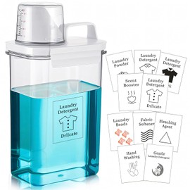 Dispensador de Detergente para Ropa Sucia,Dispensadores de Jabón Líquido de 2300ml, Dispensador de Detergente Líquido para Organización de Lavandería,con 10 Etiquetas Extraíbles para Suavizante etc