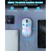 SOLAKAKA SM802 White Wireless Gaming Mouse,10000 DPI,Tri-Mode Wired/BT 5.0/2.4GHz Wireless