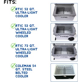 2Pack: Cooler Basket for RTIC 32, 52, or 72 Qt Ultra-Light Coolers - Fits Coleman 54 Qt Steel Belted Cooler - Compatible with Dividers, Inserts, Straps, Locks, and Other RTIC Cooler Accessories
