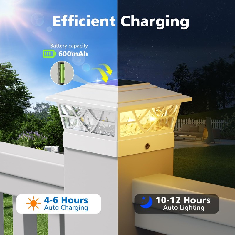 NIORSUN Solar Post Lights Outdoor 6 Pack, 2 Modes LED,