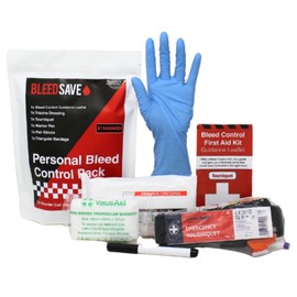 BLEEDSAVE Standard Personal Bleed Control Pack – Compact Single-Use Trauma Pouch with Code RED Tourniquet, Trauma Dressing & Gloves | 275 × 200 mm Emergency Kit for Workplaces & Public Areas