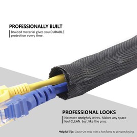 MGI SpeedWare Woven Mesh Split-Sleeve Wire Loom for High-Temperature Automotive Harness and Home Cable Management - 25 feet (1.5")