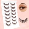7 Paare 3D Brown Falsche Wimpern Katzenauge, Flauschiges Volumen Curly