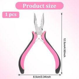 3 Holes Hair Extension Pliers Mini Plier for Micro Nano Ring Hair Extensions opener and Removal Tool, Pink