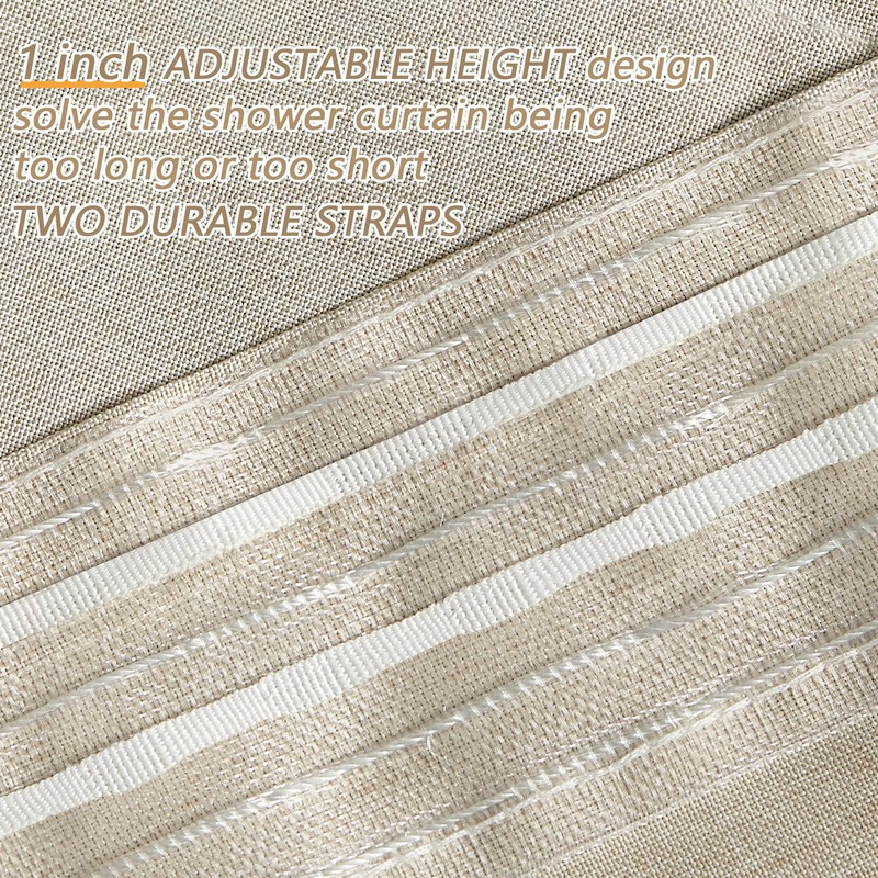 Yuanice Boho Beige Shower Curtain 72 in Waterproof Linen Polyester