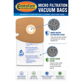 Envirocare Premium Replacement Multi-layer Micro Filtration Vacuum Bags Made to fit Eureka Style MM Eureka Mighty Mite 3670 and 3680 Series Canisters 9 Bags