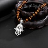 Hamsa Hand Amulet Pendant Tiger's Eye Beaded Necklace for Men