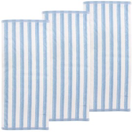 Hayashi FI7005-3P01 Face Towels, Set of 3, Approx. 13.4 x 31.5 inches (34 x 80 cm), Aegean Cotton, Bay Stripe, Blue