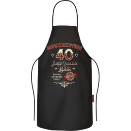 RAHMENLOS Barbecue Apron Cooking Apron Kitchen Apron Gift for 40th Birthday Made of Pure Cotton, Special Edition
