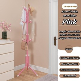 1 Piece Of Multi-color Multifunctional Clothes Hanger - Sturdy Storage Space For Jackets, Hats, And Bags - Perfect For Home, Office, And Bedroom Coat Racks organiser hanging:_pink