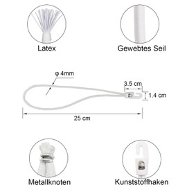 WMZOBH Bungee Cord with Hooks, Pack of 25, Expander with Hooks, 25 cm, Tarpaulin Tensioner, Rubber Tensioner with Hooks for Camping Tarpaulins (White)