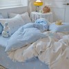 Blue White Duvet Cover Set Queen Size with Cute Blue