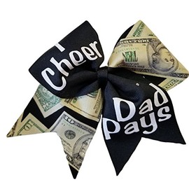 AZBOWS Cheer Bows Black I Cheer Dad Pays Hair Bow