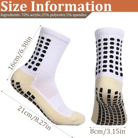 4 Pairs of Football Socks Grip Socks Football 38-45 for Men Women Children Non-Slip Football Socks Men Football Socks for Basketball Hiking Running Football Socks Children (White)
