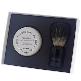 Aura Workshop, Shaving Brush & Shaving Soap Grey Badger Brush with 100 g Sandalwood Shaving Soap Gift Box