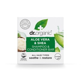 Dr Organic Aloe Vera & Shea Shampoo & Conditioner Bar, Soothing, For All Hair Types, Plastic, Natural, Vegan, Cruelty Free, Paraben & SLS Free, Organic, 75 g