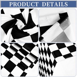 12 Pack Checkered Table Runner 12x108 Inch Black and White Checkerboard Racing Flag Road Theme Polyester Table Runners for Two Fast Birthday,Wedding Party Decorations Table Decor