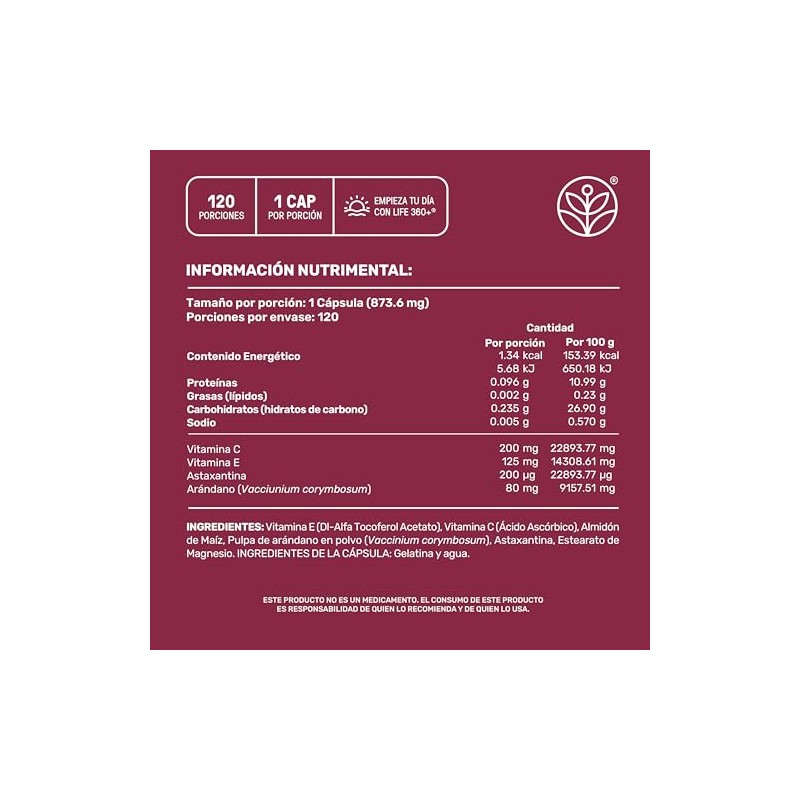 Life 360 Antiox Blend Arándano 120 Cápsulas 873 6mg Por